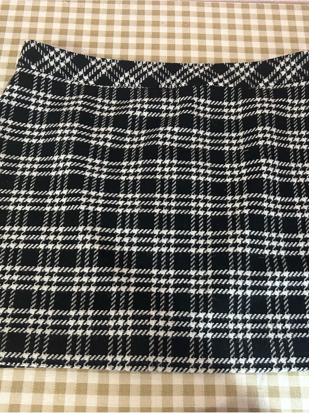 J. Crew Black and White Plaid Wool Blend Mini Skirt